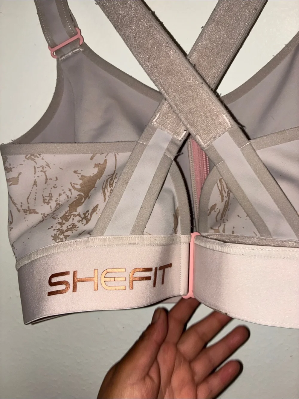 SHEFIT Light Pink Front-Zip Support Sports Bra